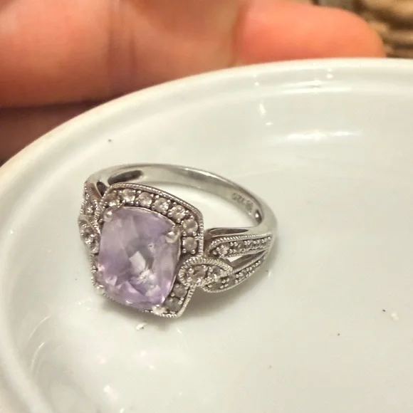 Vintage style, Amethyst & Genuine Diamond Filigree ring sz7 (Has Video) - Picture 16 of 17